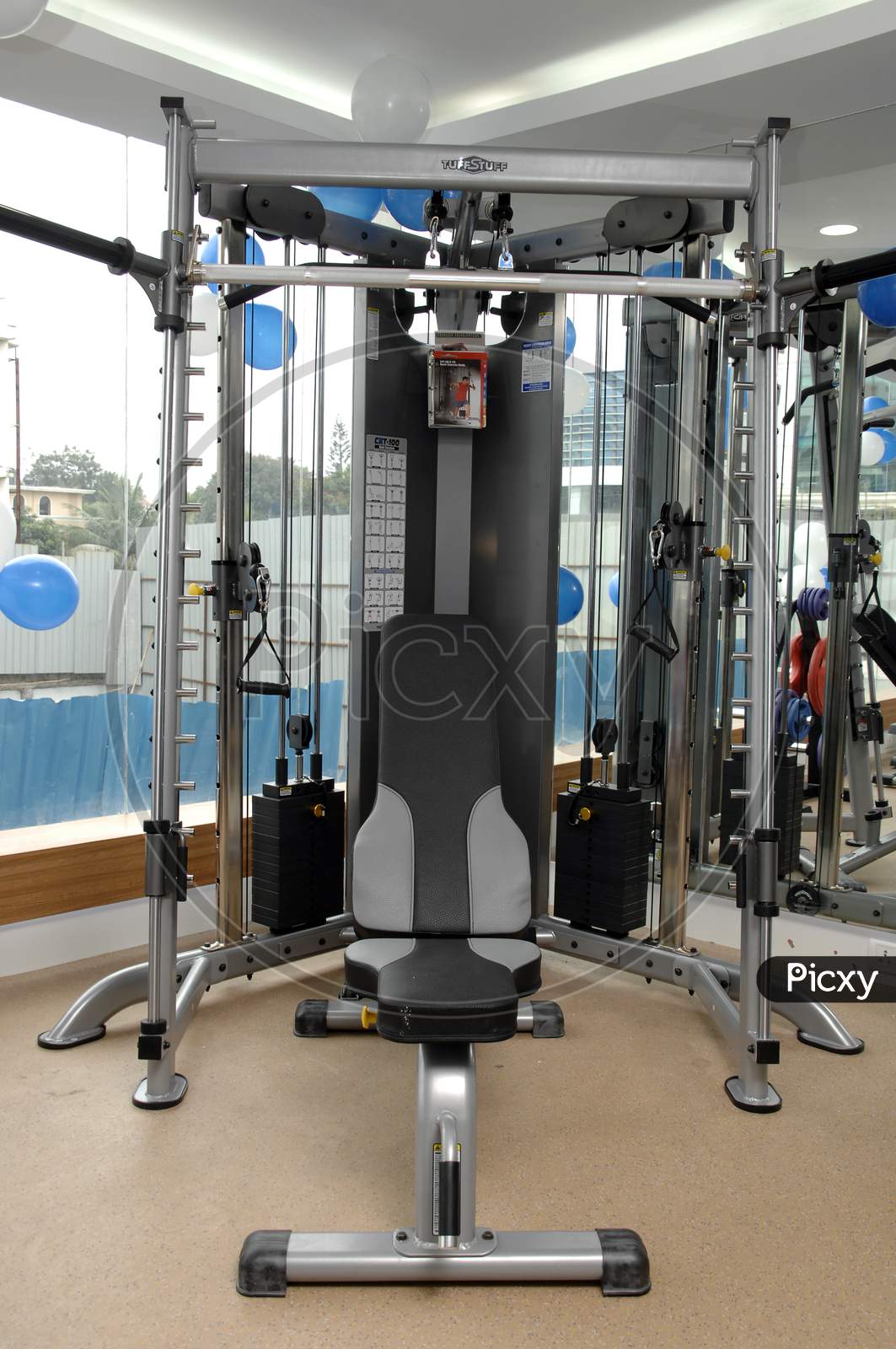Back exercise machinery in a gym