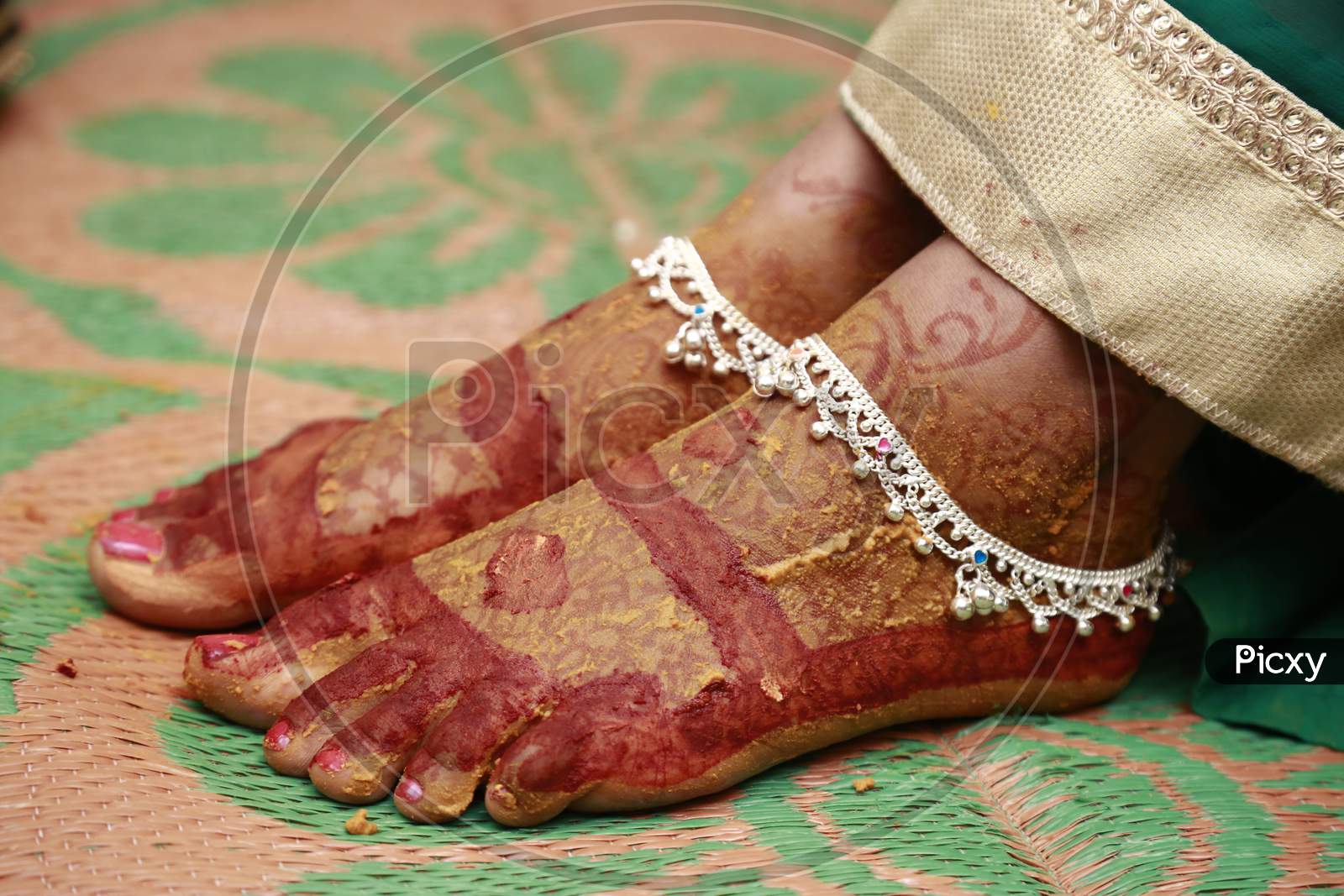 Indian Bride legs with mehendi
