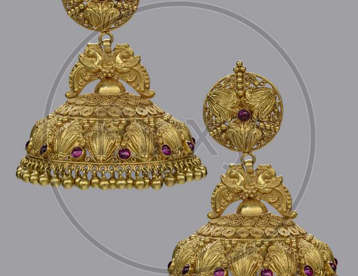 Indian Jewellery  Ear Rings  Designs Over Isolated Background