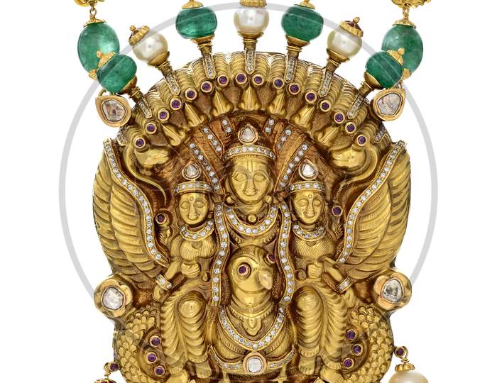 Goddess embedded gold coated pendant