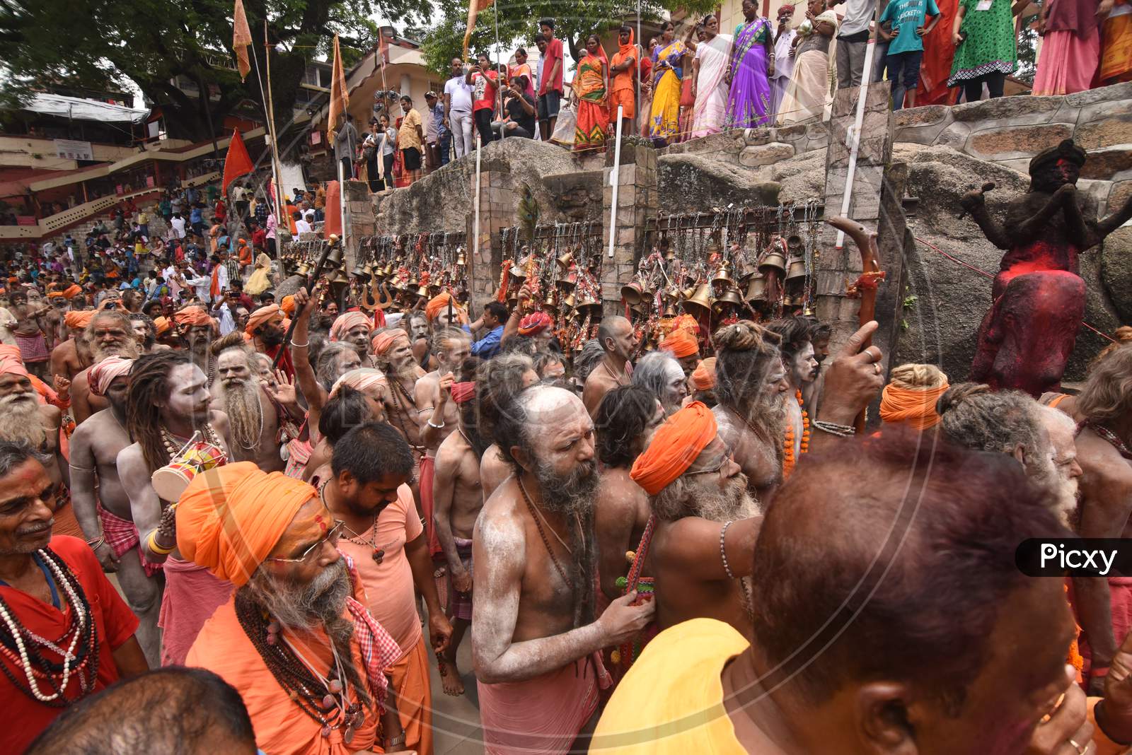 Image of Group of Indian Sadhu Or Baba Participating in Procession ...