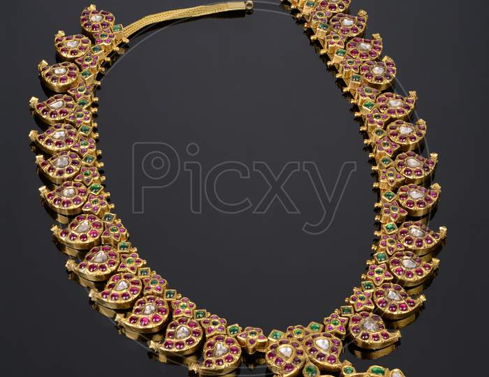 Indian Traditional Diamond Gemstone Necklace