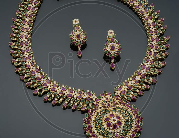 Indian Fancy Necklace set with earrings