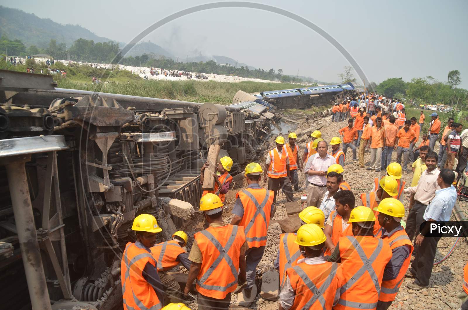 Image Of Rescue Team Helping At Passenger Train Accident At Jagi Road 