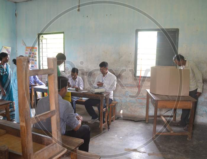 Election  Duty Officers Conducting  Elections  At a Polling Booth  For Assembly General Elections