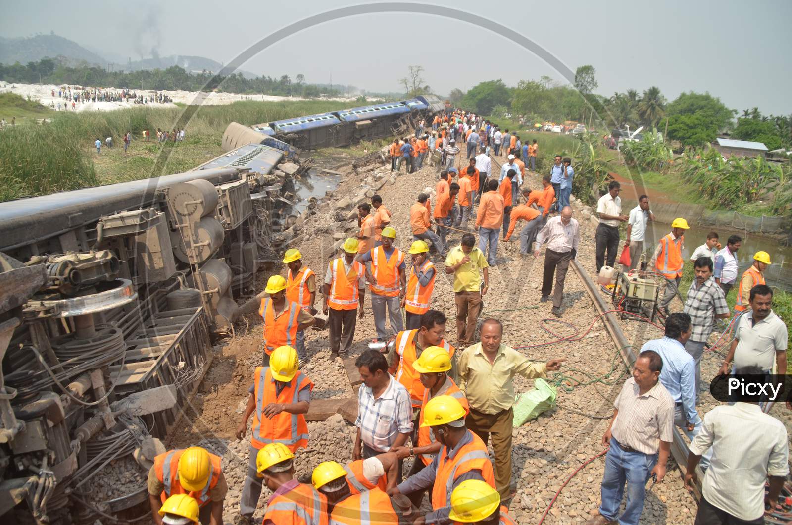 Image of Rescue Team Helping At Passenger Train Accident At Jagi Road ...