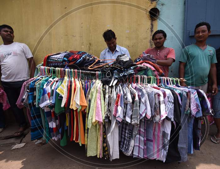 India  Bazaar or Market or Flea Market With Cloth Stall
