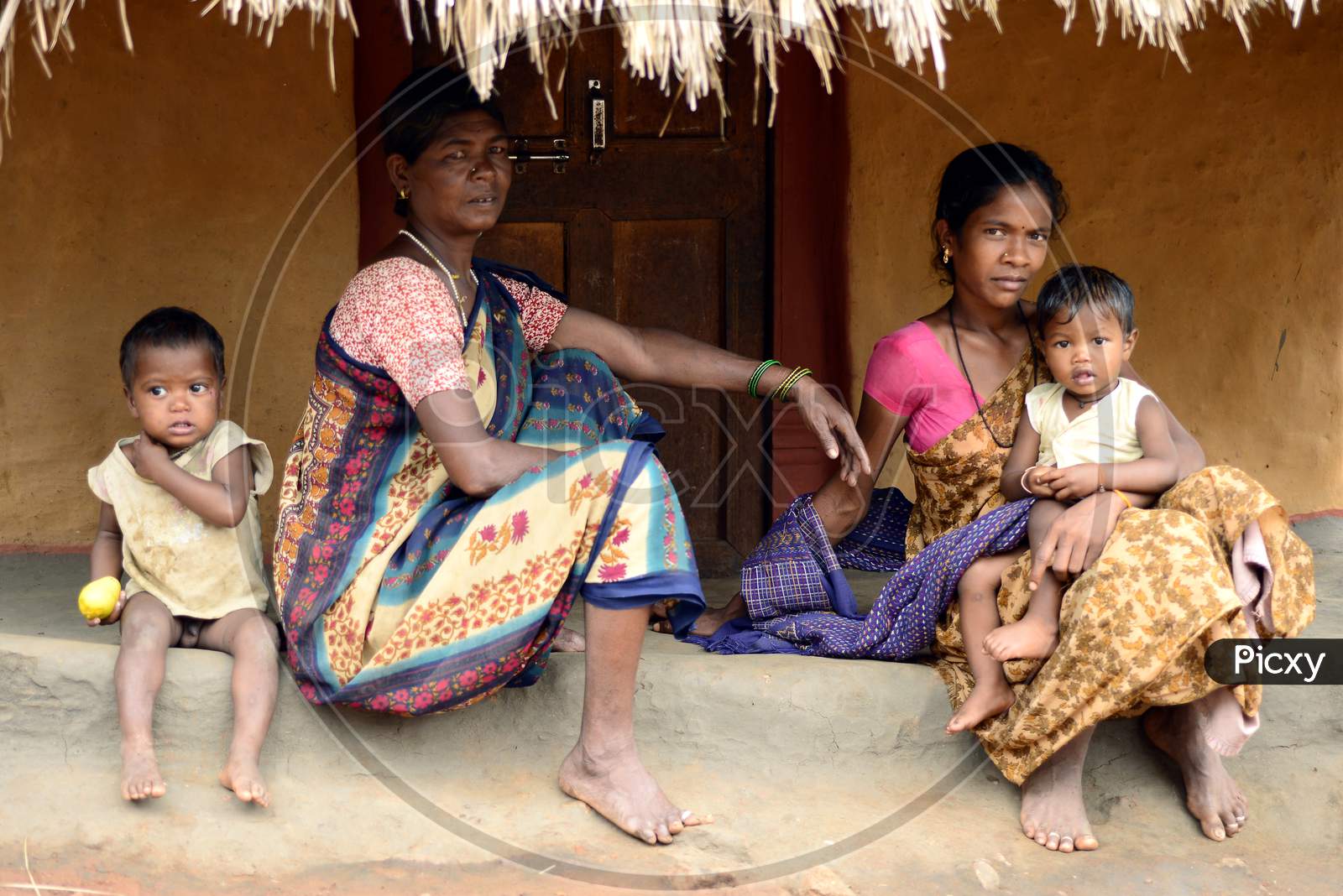 Indian Tribal Mothers with their children