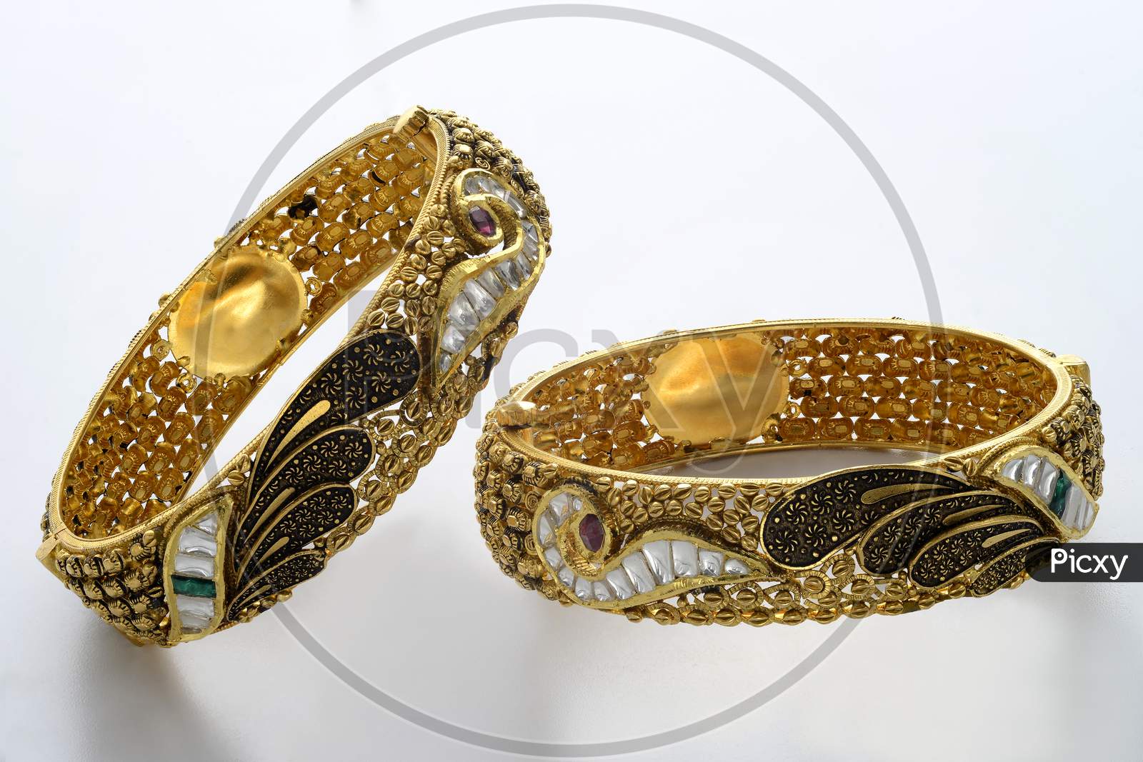 Indian Jewellery Bangles  Designs Over Isolated Background