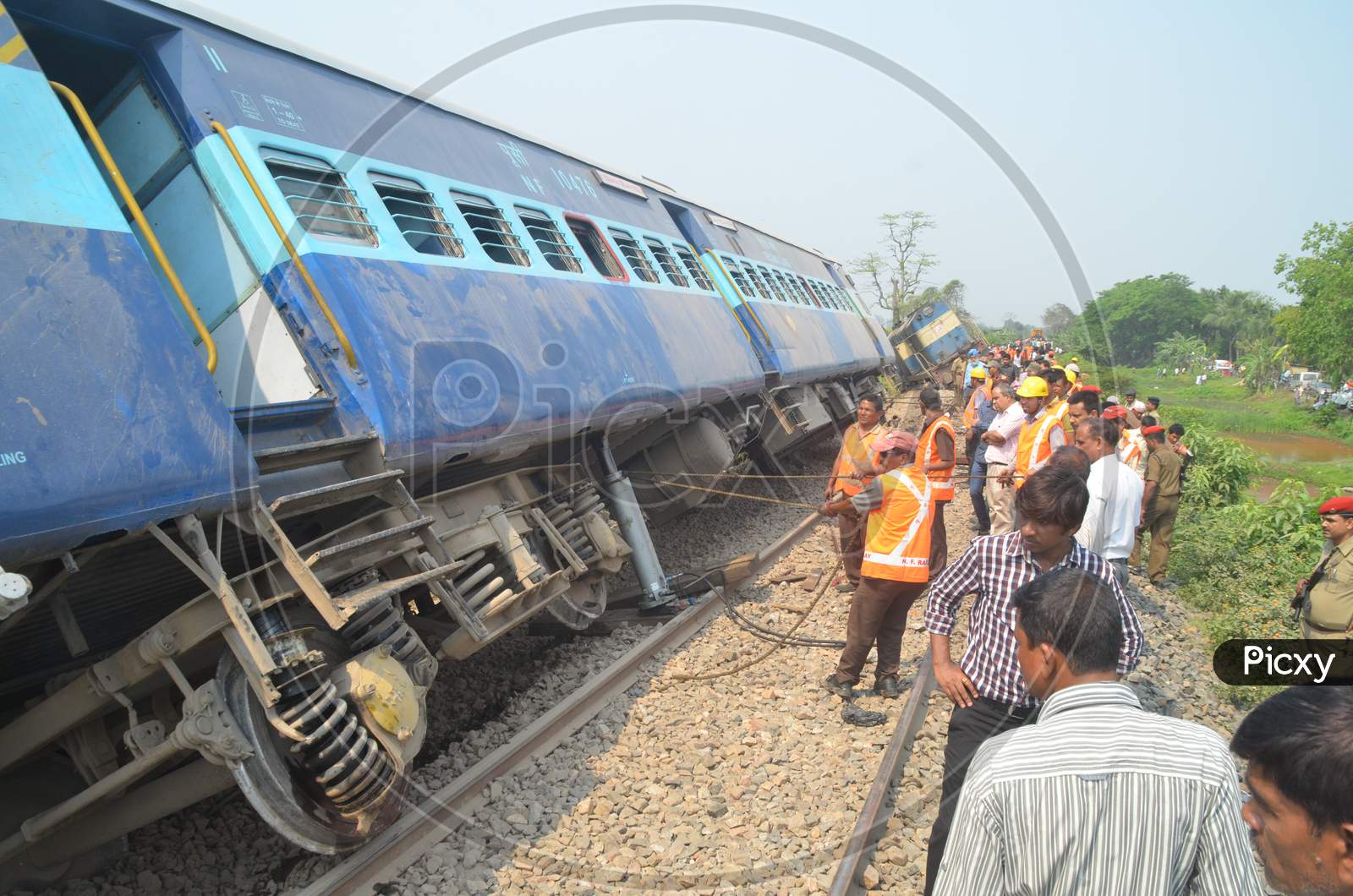 Emergency Rescue Team Helping  at  Passenger Train Accident At Jagi Road , Assam  April 16 2016