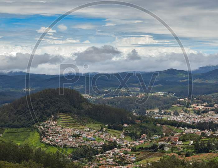 A Landscape Of Houses in terrains In Ooty