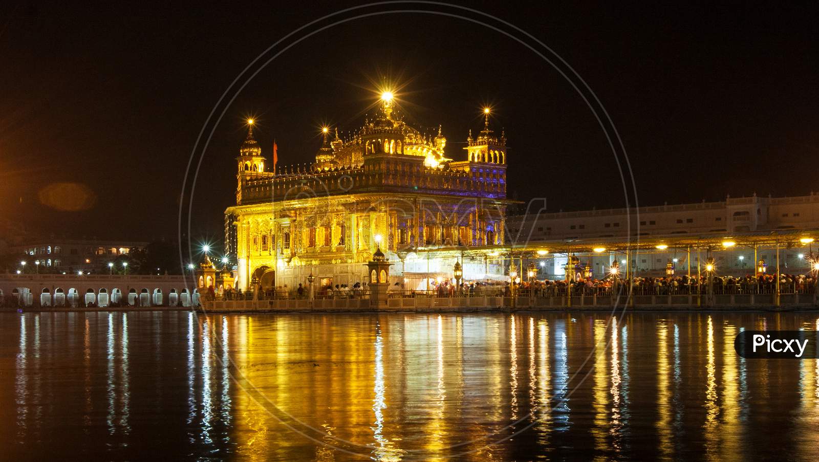 Illuminated night view of  the GoldenTemple or Harmandir Sahib, Amritsar