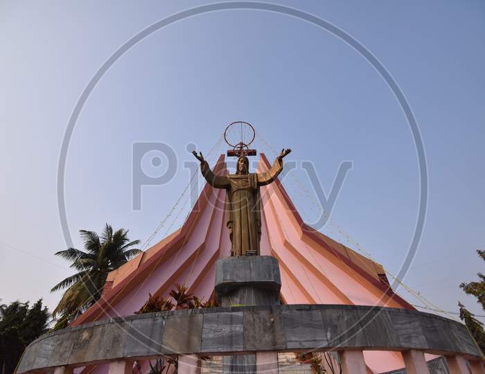 Jesus Statue At a Church Entrance in Guwahati, Assam