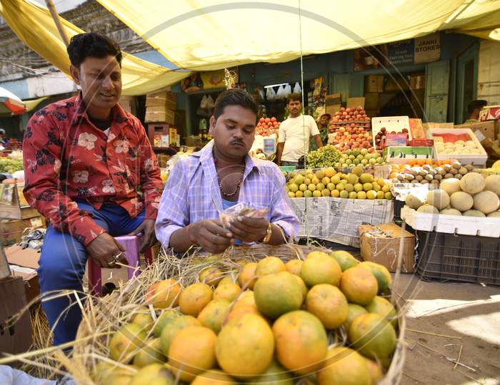 Image of Fruit Vendor At an Local Fruit Market in Guwahati, Assam ...