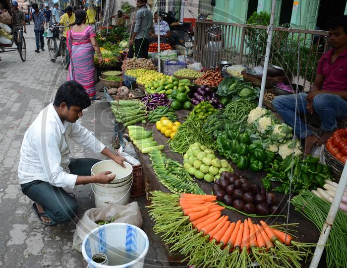 People in Guwahati Vegetable Market, Assam