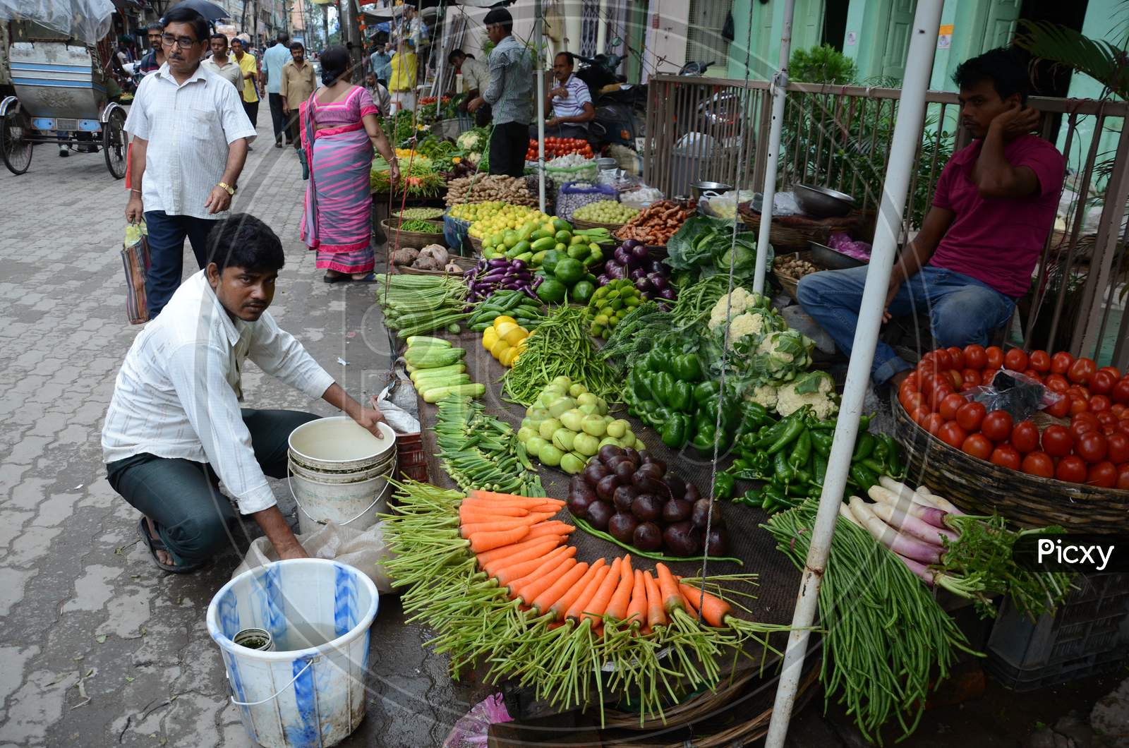 People in Guwahati Vegetable Market, Assam