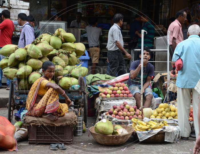 People in Guwahati Fruit Market, Assam