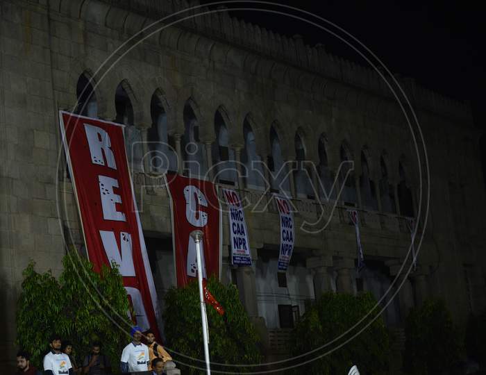 Osmania Arts College walls hanged with 'Reject CAA' posters