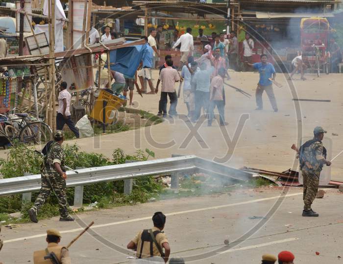 People Block The National Highway Demanding Setting Of The Aiims In Central Assam, At Raha In Nagaon District Of Assam On July 15,2016