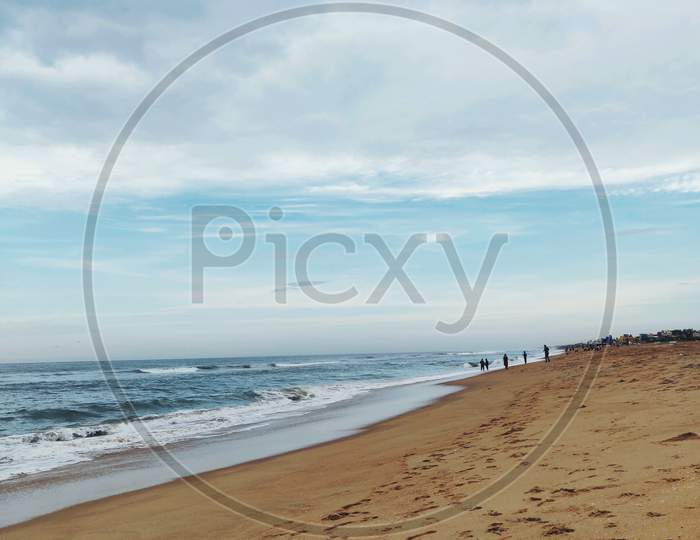 Tropical Beach With  Sea Waves And Sky Composition
