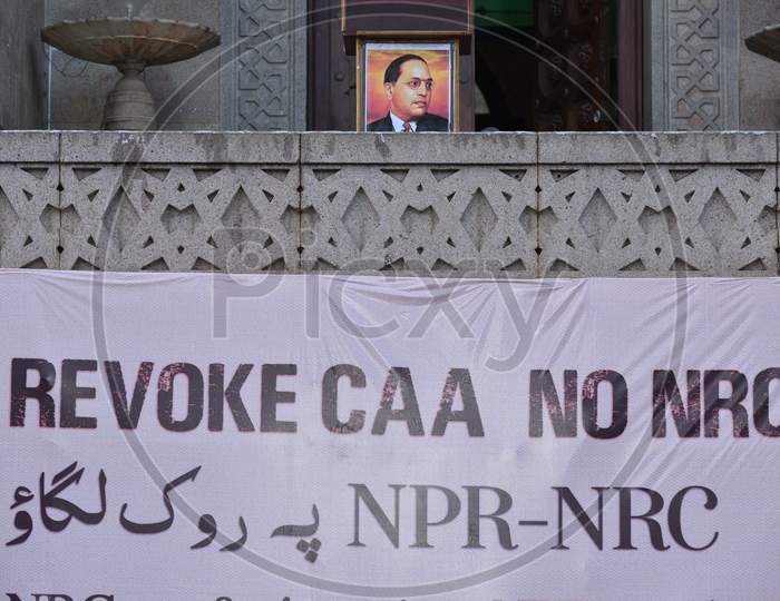 A poster against NRC and CAA at Osmania University and Ambedkar Photo