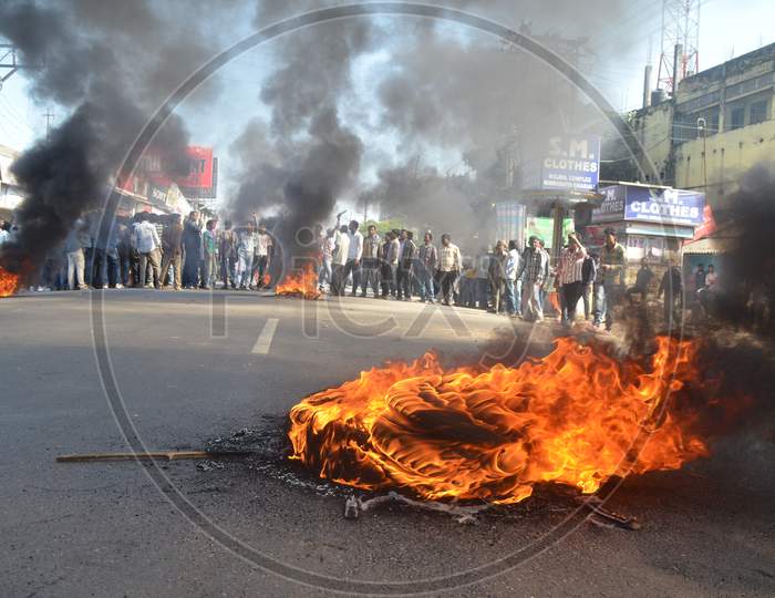 People Protesting Agaist Ndfb(S) Militants Who Launched Simultaneous Attacks On December 24,2014 At Biswanath Chariali, Assam