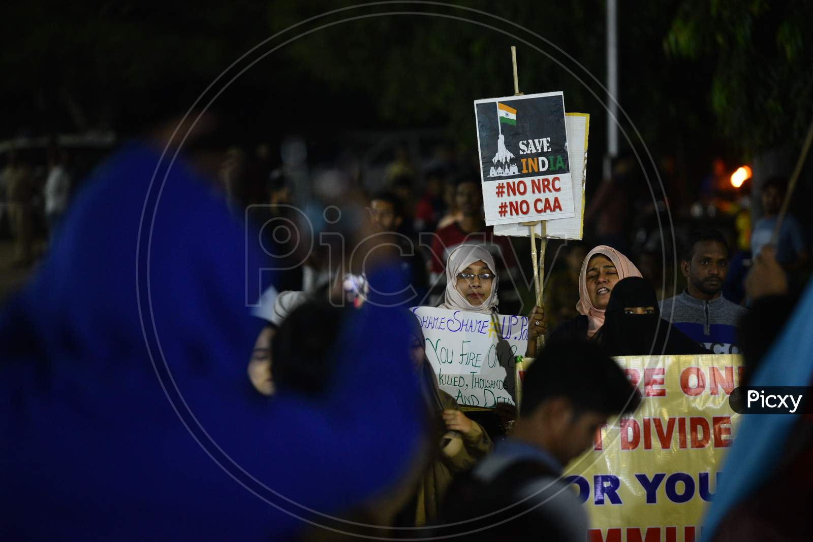 Muslim women holds placards against CAA and NRC at Osmania Arts College Protest,December 23rd,2019