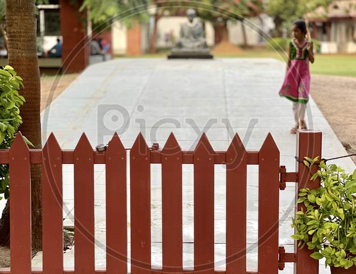 Small wooden red fence