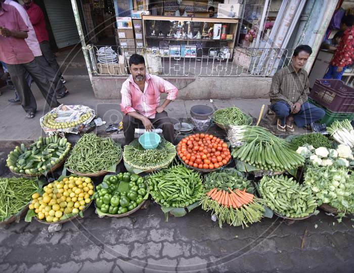 Vegetable Vendor Stall In Guwahati Market