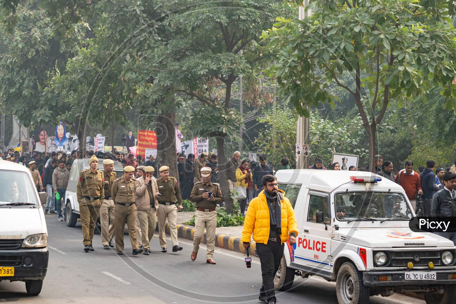 Delhi police during Protest against Citizenship Amendment Act CAA and National Register of Citizens NRC