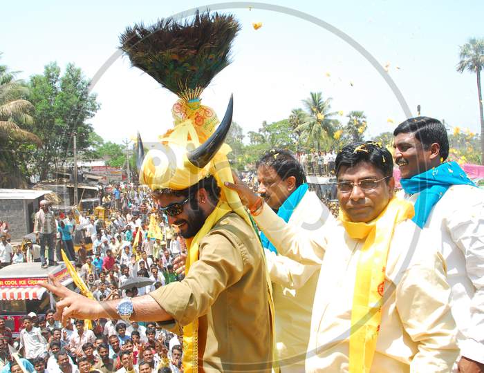 Jr NTR  During Election Campaign Supporting TDP Party  speaking in  an Road Rally