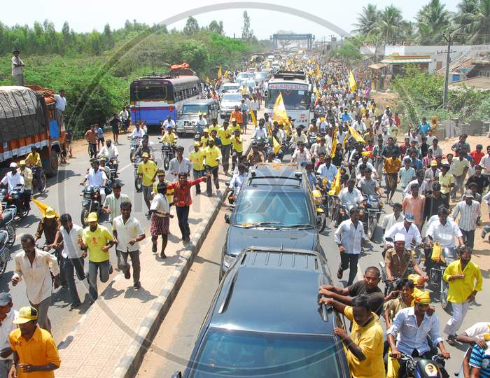 Crowd Of TDP Supporters  At Election Campaign Rally