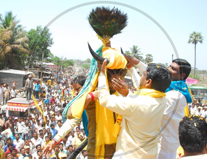 Jr NTR  During Election Campaign Supporting TDP Party  speaking in  an Road Rally