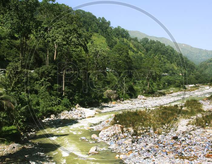 Unknown river from Himalayan waterfall