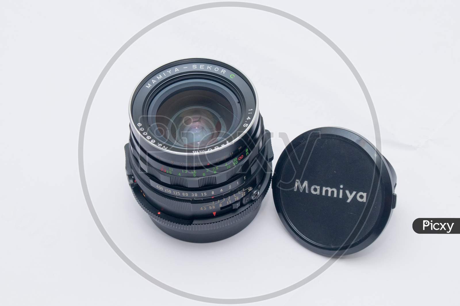 Mamiya Vintage Lens On an Isolated White Background