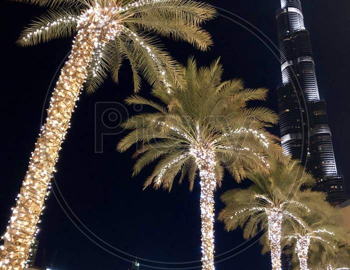Celebration near The Burj Khalifa in The Dubai Mall in Dubai, UAE
