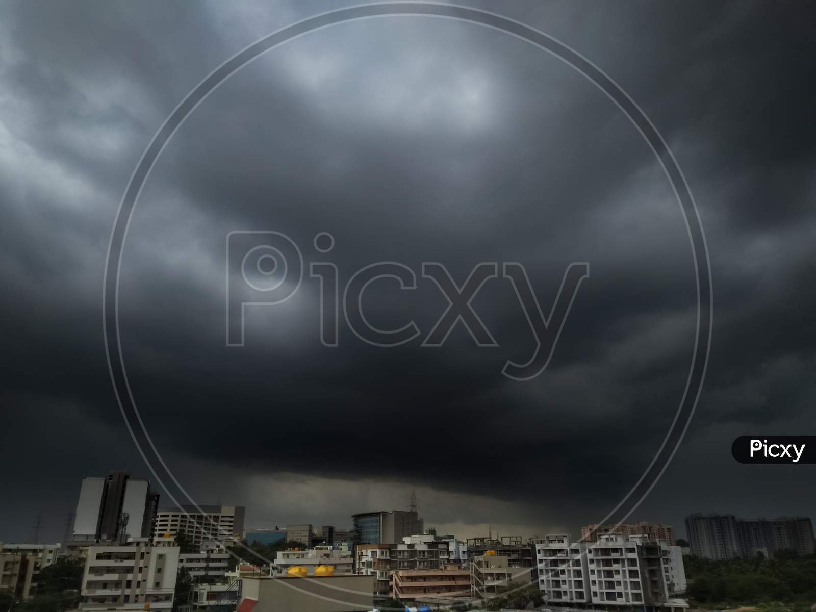 Bangalore City Covered with Dark Clouds in Sky