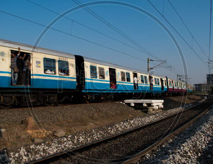 Local MMTS Train Moving On Tracks In Hyderabad