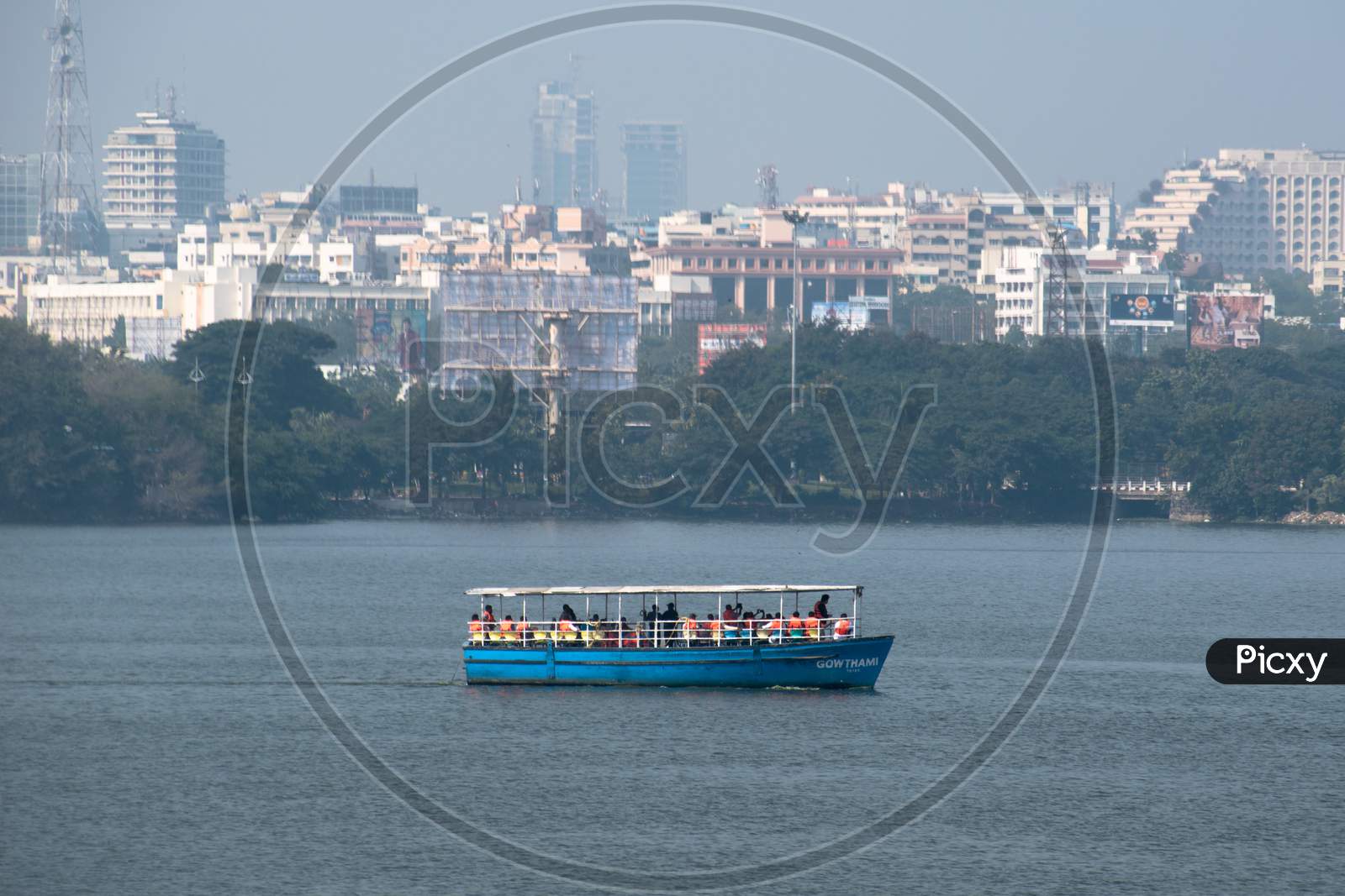 Telangana Tourism Boats In Hussain Sagar Lake , Hyderabad