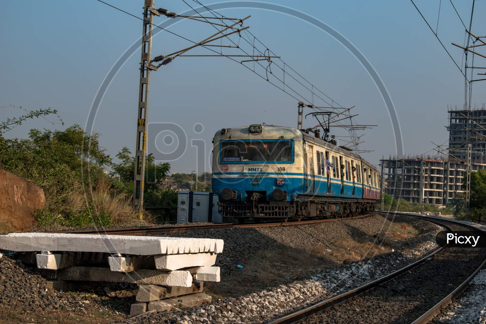 Local MMTS Train Moving On Tracks In Hyderabad