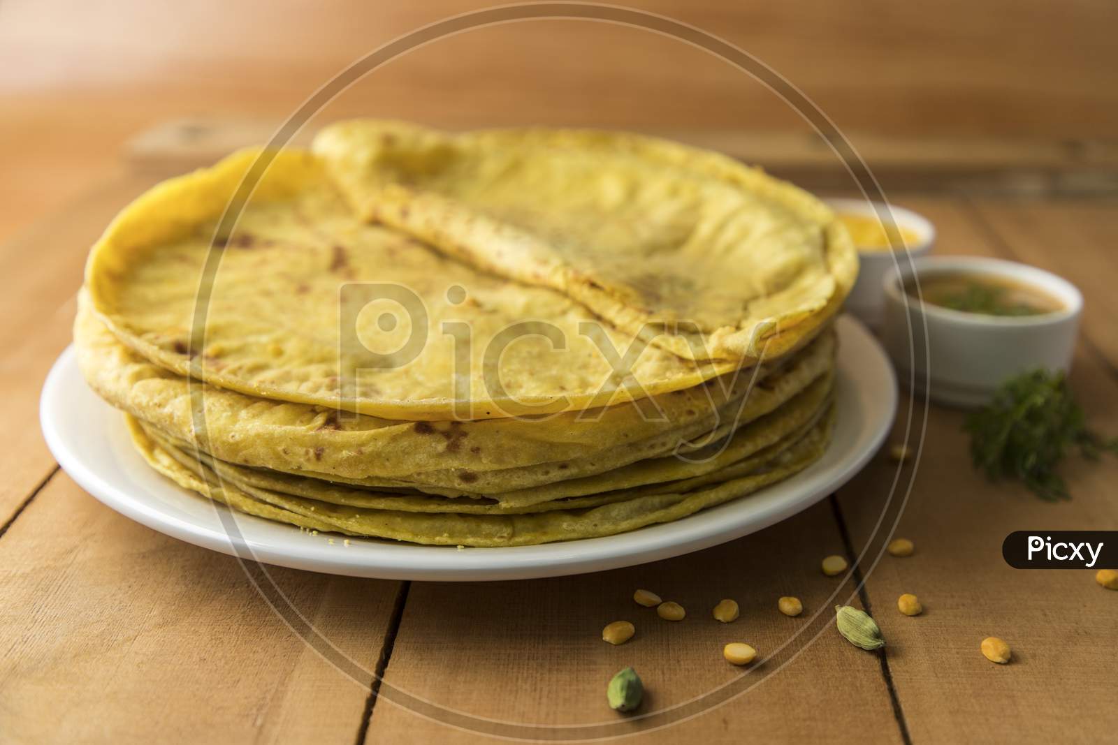 Puranpoli  A Maharashtra Dish For The Holi Festival Occasion On an Wooden Background