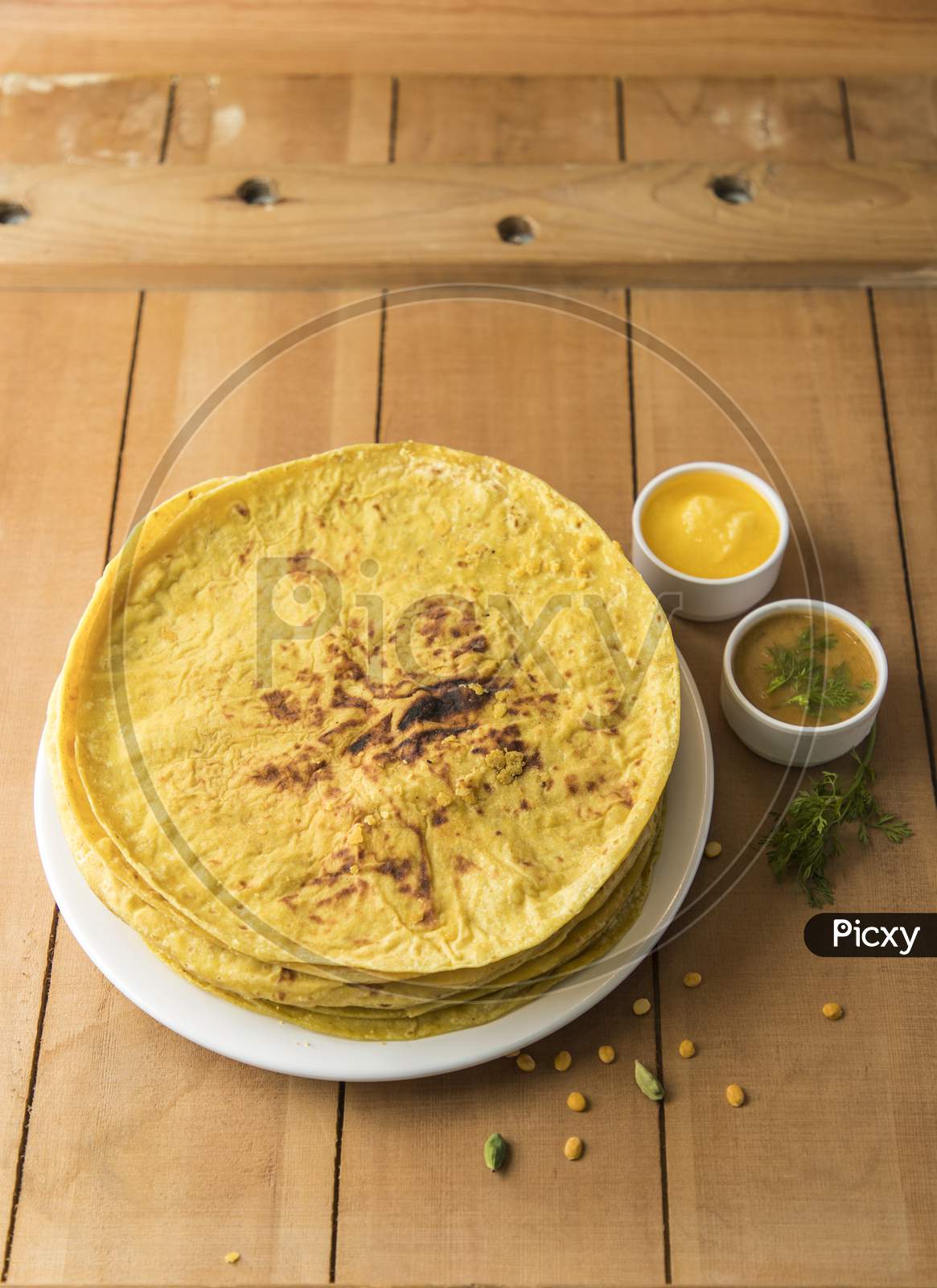 Puranpoli  A Maharashtra Dish For The Holi Festival Occasion On an Wooden Background