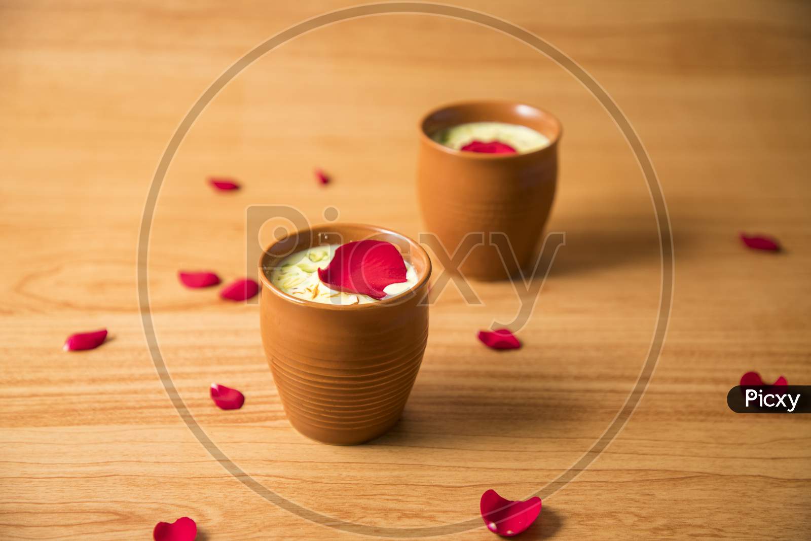 Traditional Holi Festival Drink , Badam Kheer  On an Wooden Background