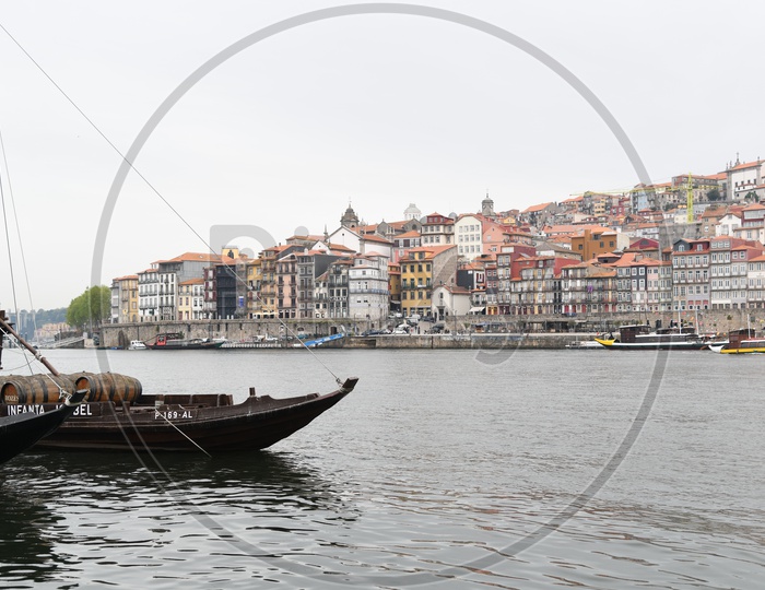 Boats on Douro River In Porto, Portugal