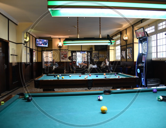 Billiards Table With Balls in a Club