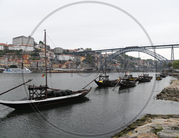 The Dom Luís I Bridge  or Luís I Bridge A Metal Arch Bridge Over Douro River In Porto, Portugal