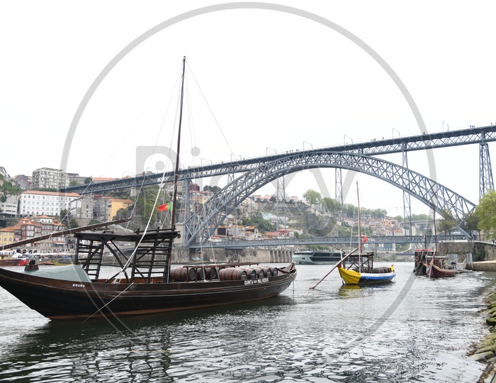 The Dom Luís I Bridge  or Luís I Bridge A Metal Arch Bridge Over Douro River In Porto, Portugal