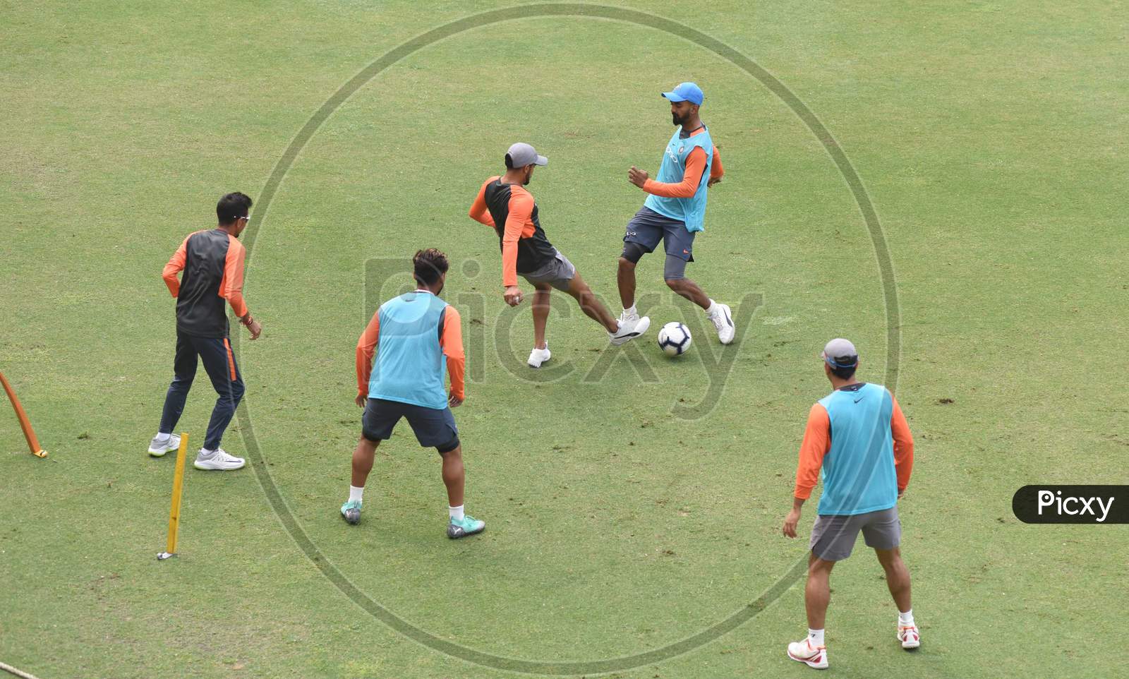 Team India Players Plays Football During A Practice Session Ahead Of The First One Day International Cricket Match Against West Indies, At Aca Cricket Stadium, Barsapara In Guwahati