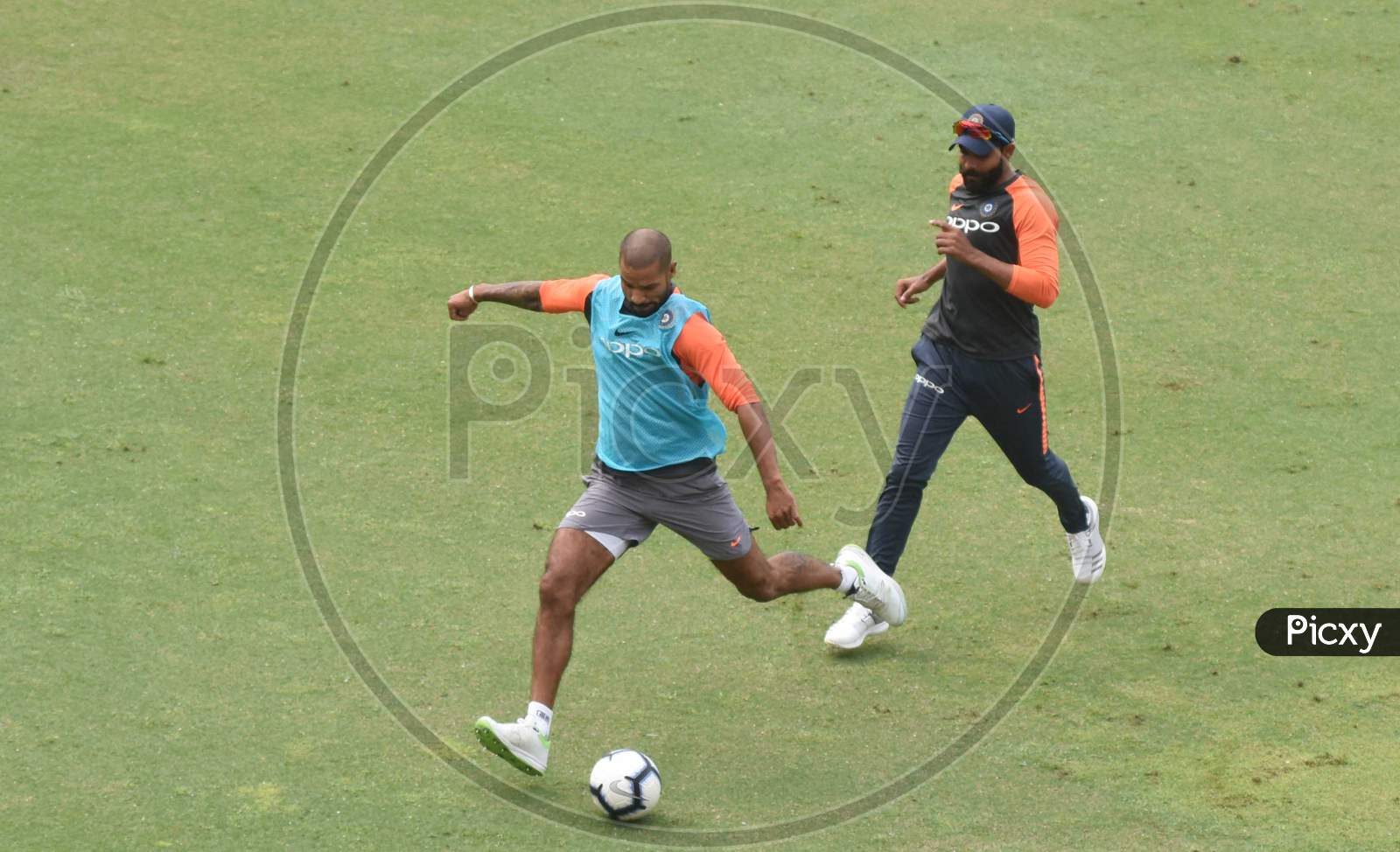 Team India Players  Plays Football During A Practice Session Ahead Of The First One Day International Cricket Match Against West Indies, At Aca Cricket Stadium, Barsapara In Guwahati