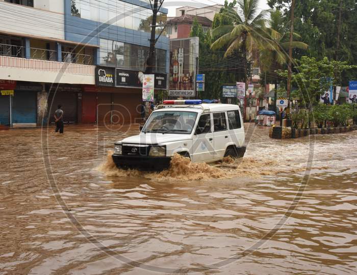 Commuters on Flooded Roads Due To Seasonal Floods in Guwahatti City , Assam